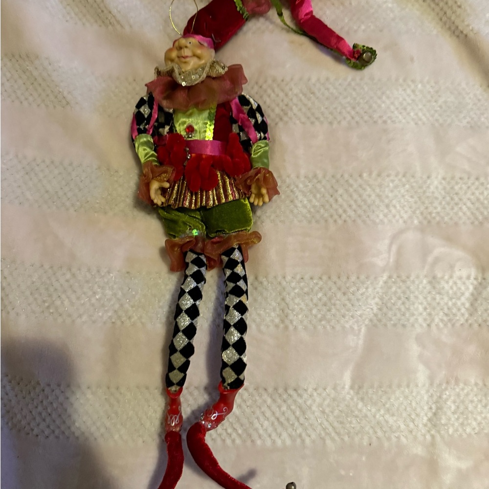 Festive Jester Doll with Harlequin Legs